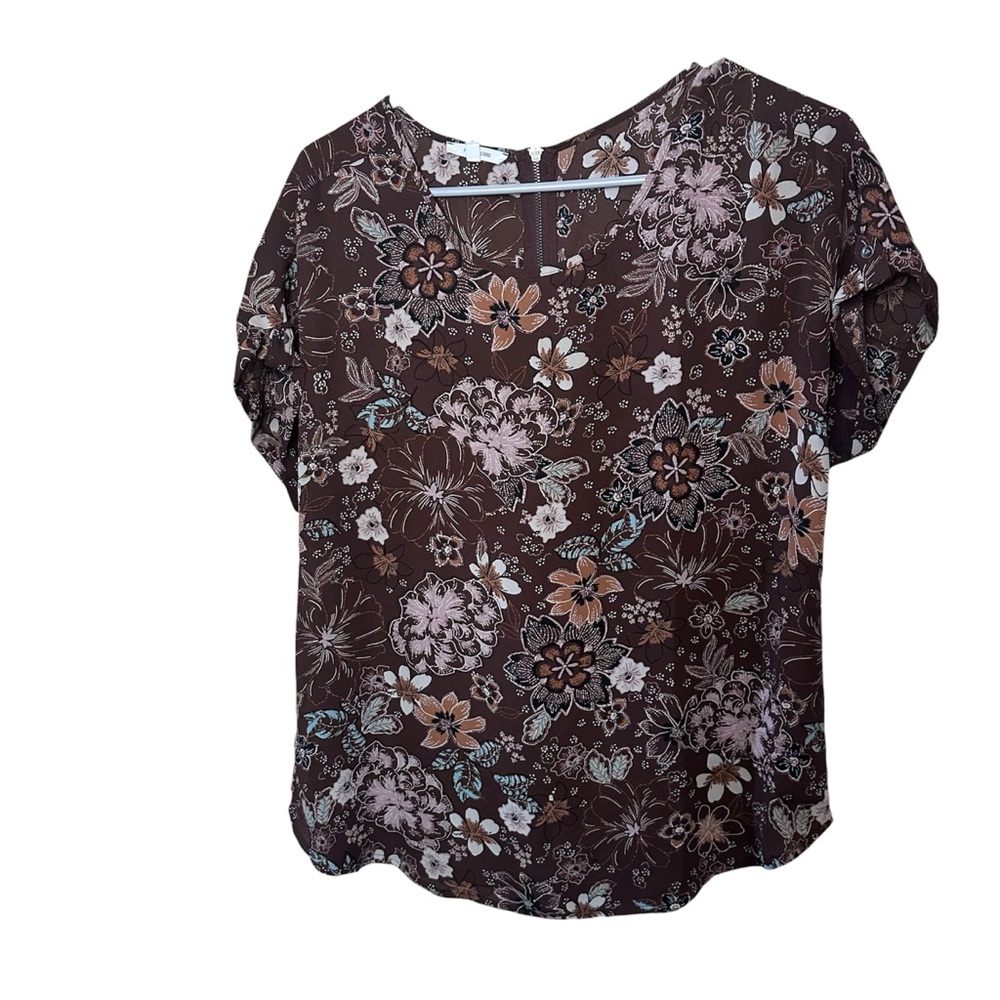 Maurices Brown Floral Blouse Small